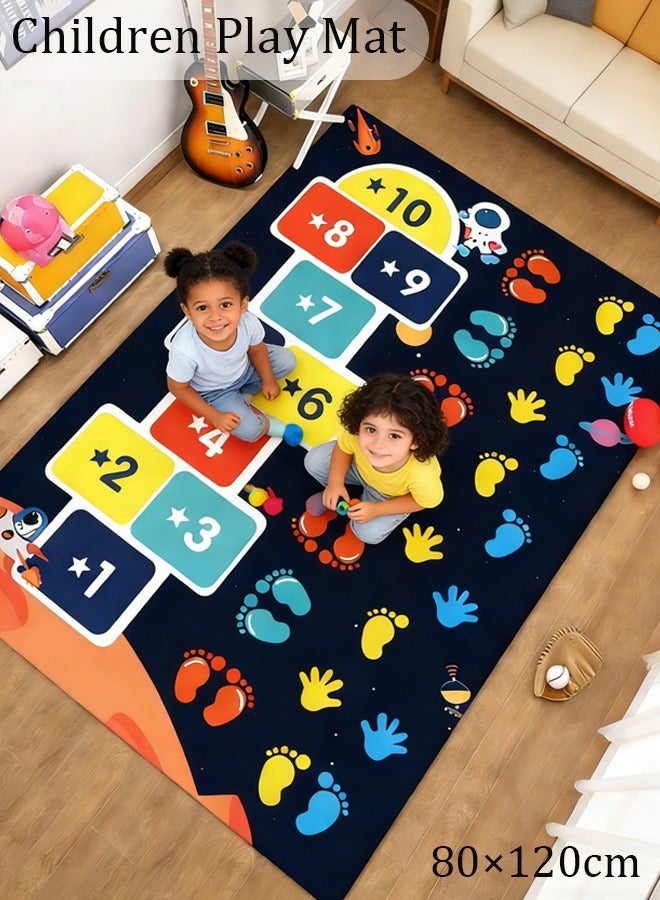 LOKIPA Kids Play Mat, 80x120cm Crawling Mat, Non-Slip Baby Crawling Carpet, Extra Large Activity Mat, Hopscotch Play Mat Rug, Children's Educational Numbers & Patterns Floor Mat, Newborn Play Mat, Easy-to-Clean Playroom Rug - Image 1